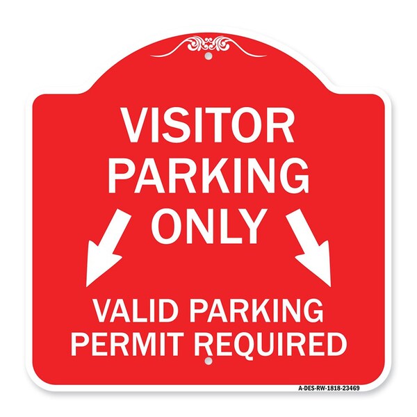 Parking Area Visitors Parking Only Valid Parking Permit Required with Both Side Down, RW-1818-23469